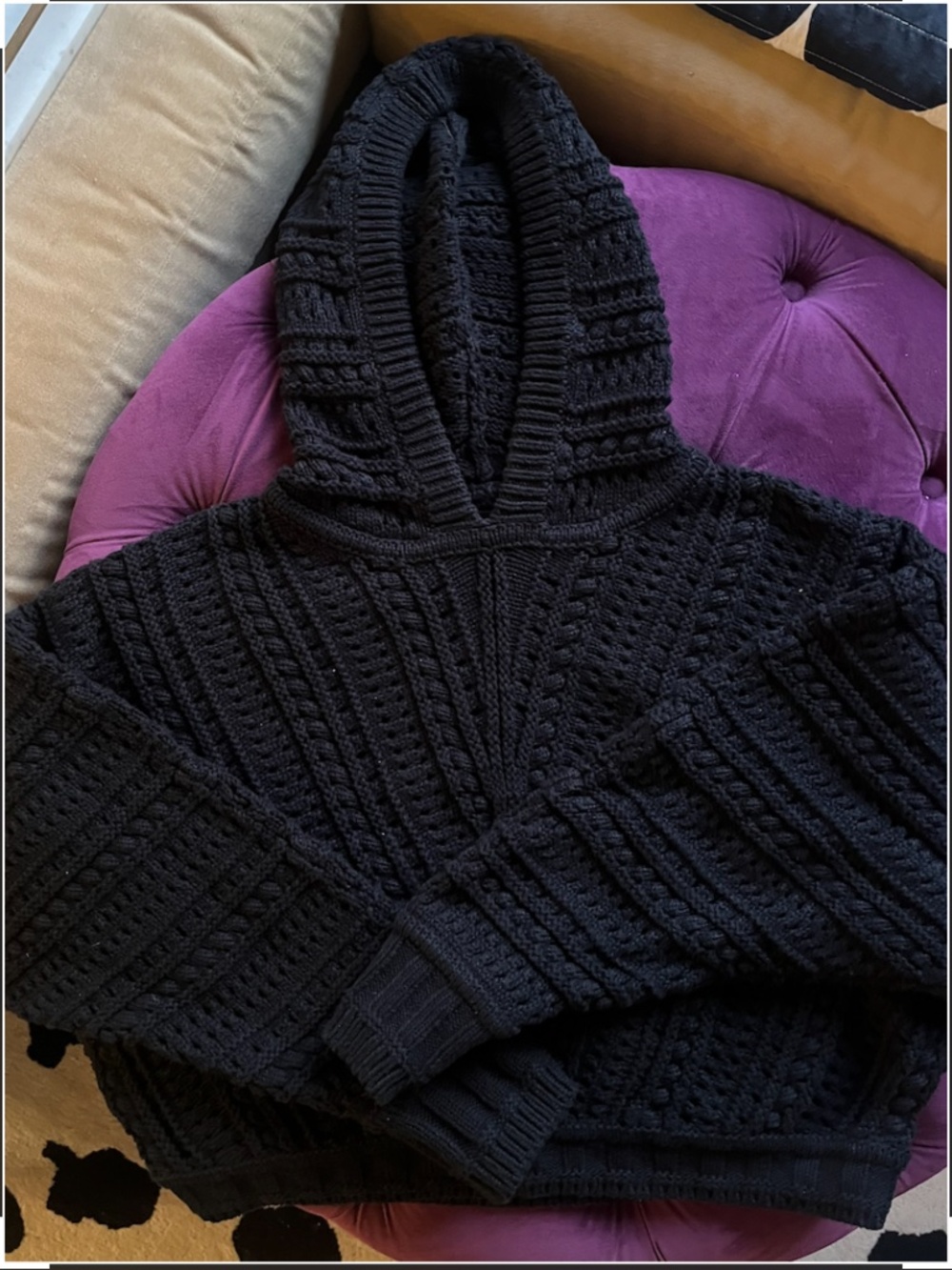Banana Republic Open Knit Crop Hoodie